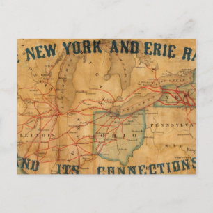 Map of the New York and Erie Rail Road Postcard