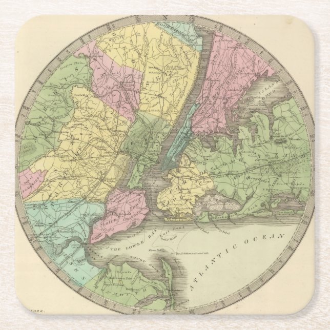 Map of the New York Square Paper Coaster (Front)