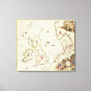Map of the North Sea, c.1675 Canvas Print