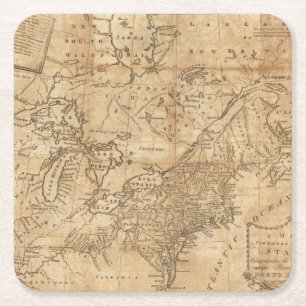 Map of the Northern and Middle States 2 Square Paper Coaster