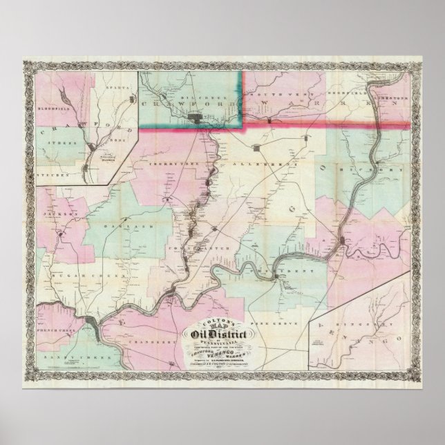 Map Of The Oil District Of Pennsylvania Poster (Front)