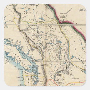 Map of the Oregon Territory 2 Square Sticker