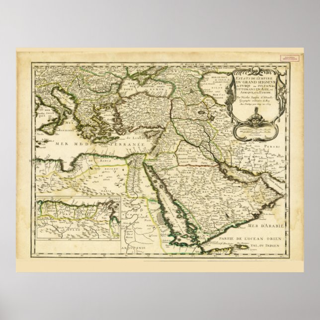 Map of the Ottoman Empire (1654) Poster (Front)