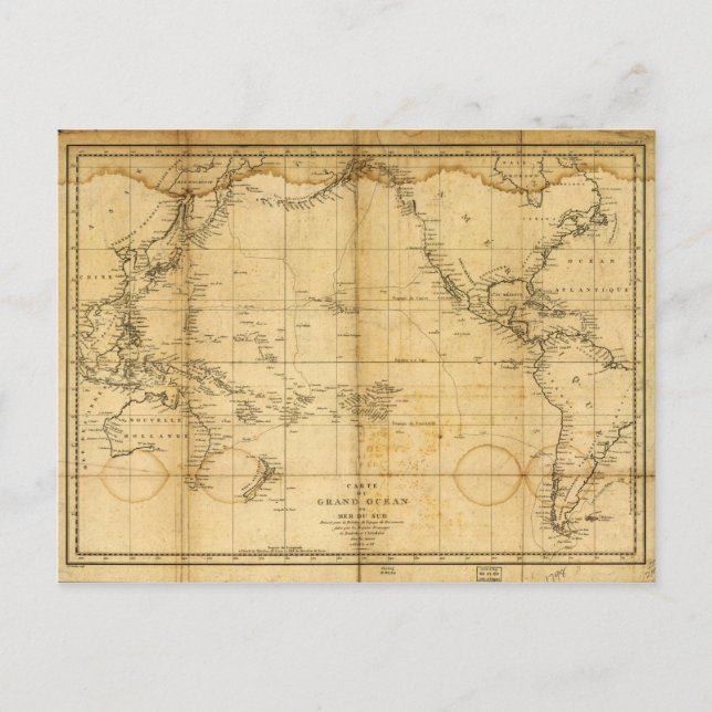 Map of the Pacific Ocean (1788) Postcard (Front)