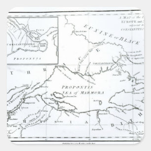 Map of the parts of Europe and Asia Square Sticker