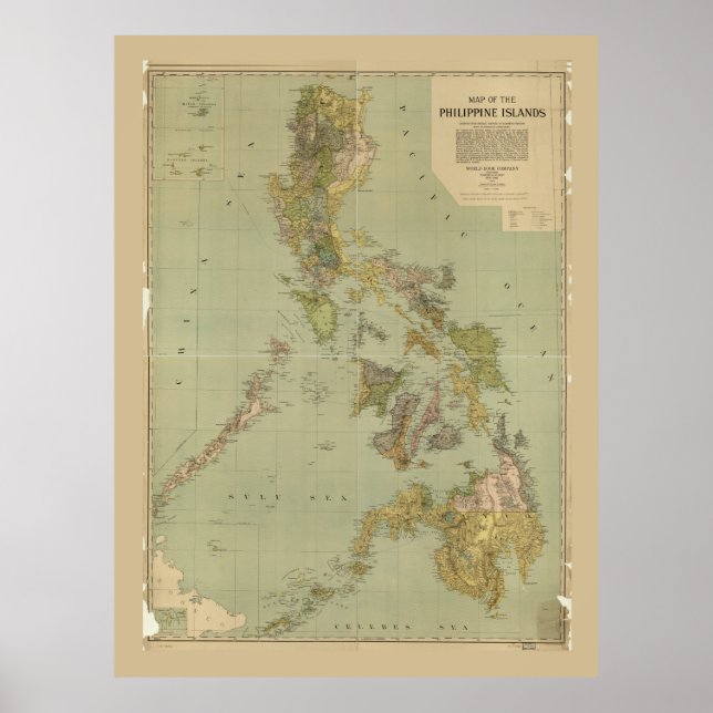 Map of the Philippine Islands (1908) Poster (Front)