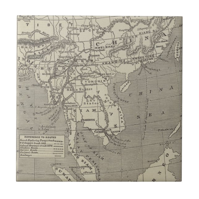Map of the Proposed Route to China from Burma Tile (Front)