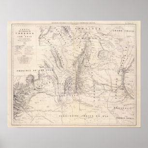 Map of the provinces of Cordova and San Luis Poster