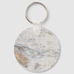 Map of the Races of Oceania and Australasia Key Ring