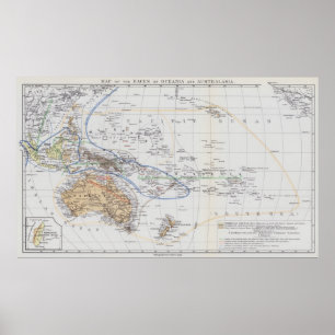 Map of the Races of Oceania and Australasia Poster