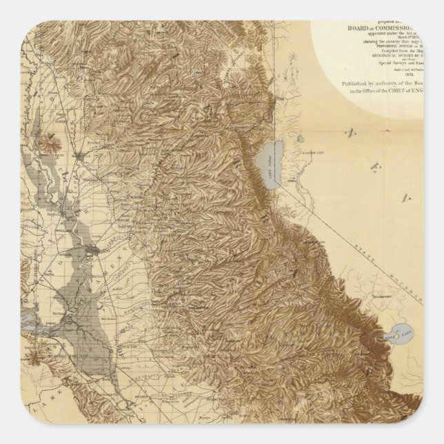 Map Of The San Joaquin Square Sticker (Front)