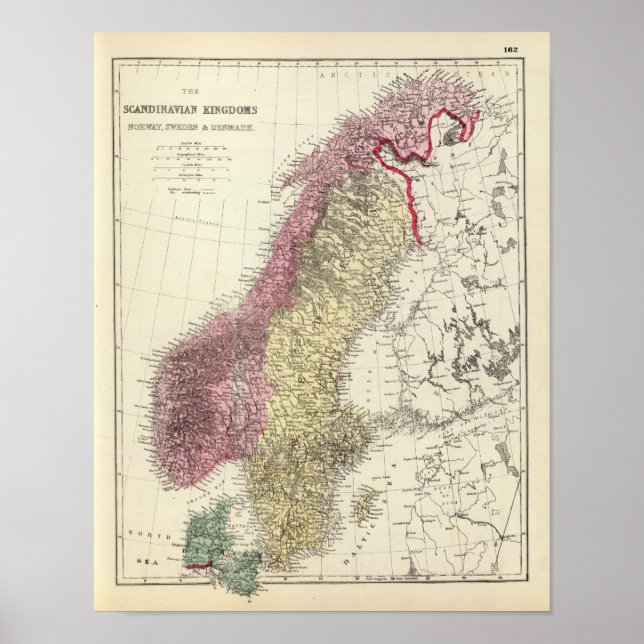 Map of the Scandinavian Kingdoms Poster (Front)