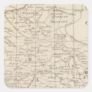 Map of the Seat of War in France 2 Square Sticker