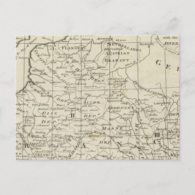 Map of the Seat of War in France Postcard (Front)