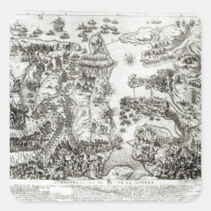 Map of the Siege of Malta in 1565 Square Sticker