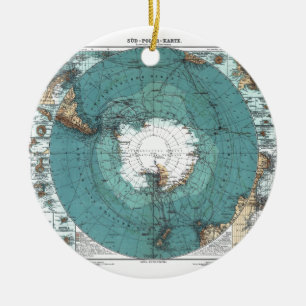 Map of the South Pole Ceramic Tree Decoration