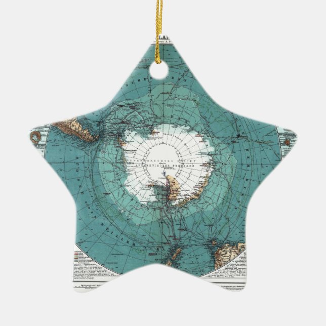 Map of the South Pole Ceramic Tree Decoration (Front)