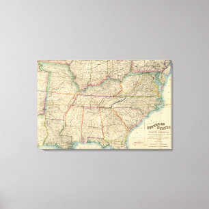 Map of The Southern States of America Canvas Print