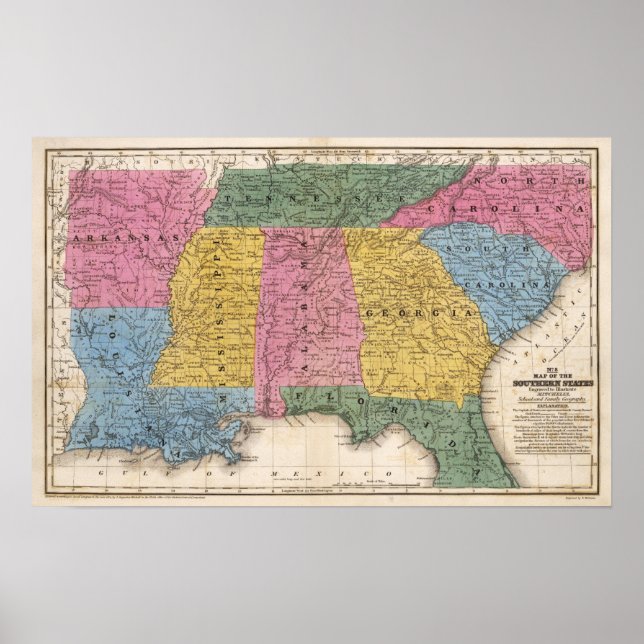 Map of the Southern States Poster (Front)