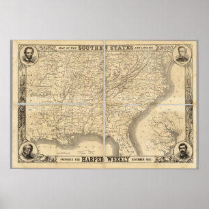 Map Of The Southern States Poster