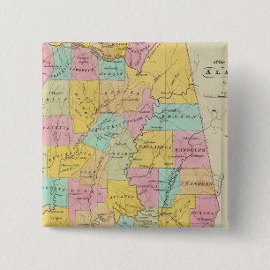 Map of the State of Alabama 15 Cm Square Badge