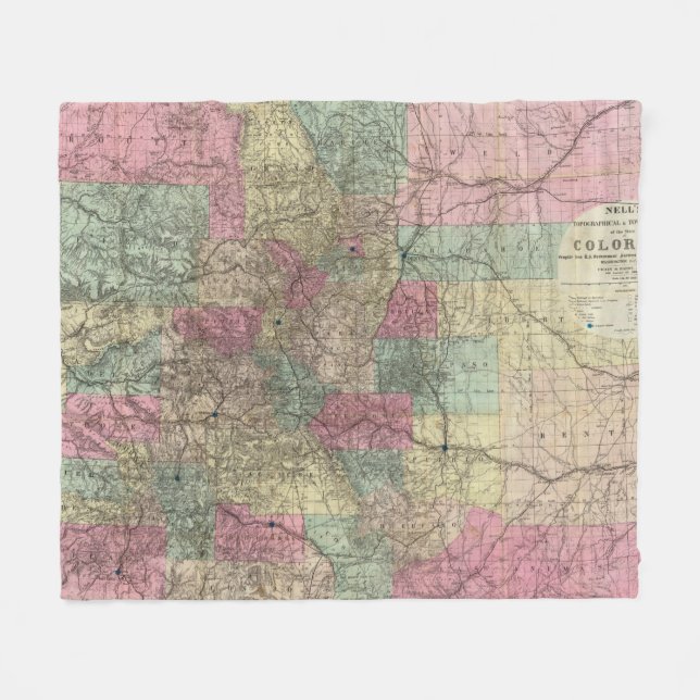 Map of the State of Colorado Fleece Blanket (Front (Horizontal))