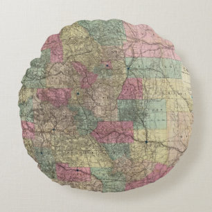 Map of the State of Colorado Round Cushion