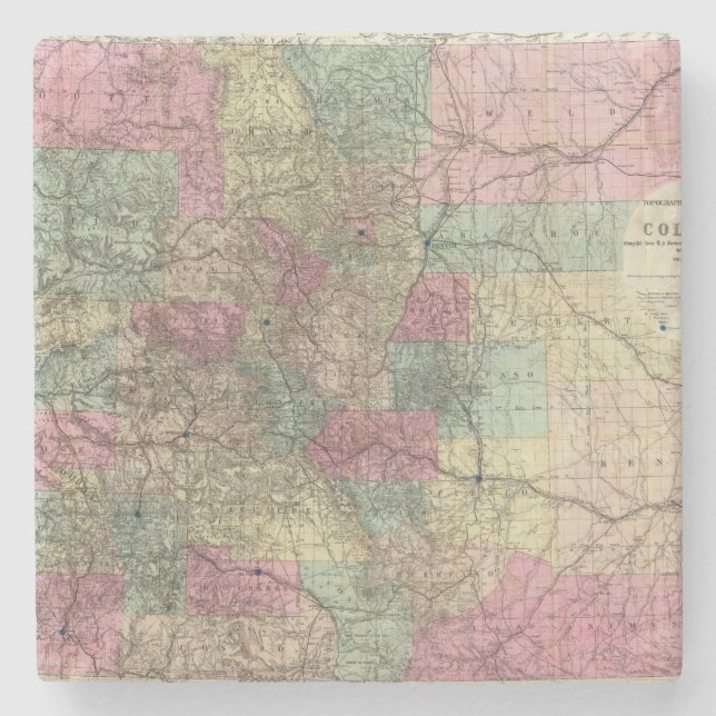 Map of the State of Colorado Stone Coaster (Front)