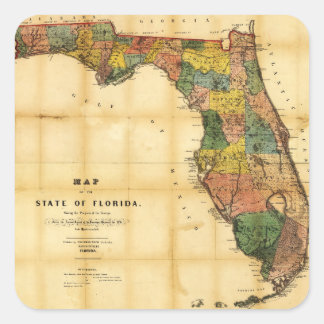 Map of the State of Florida (1856) Square Sticker