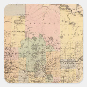 Map of the State of Minnesota, 1874 Square Sticker