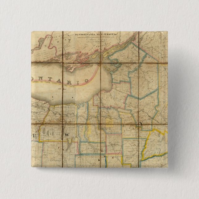 Map of the State of New York 15 Cm Square Badge (Front)