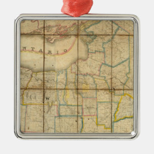 Map of the State of New York Metal Tree Decoration