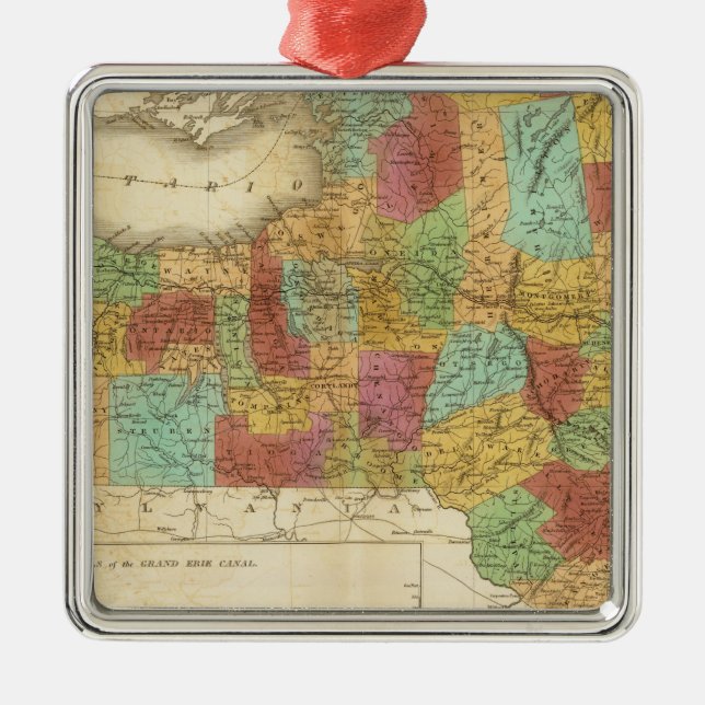 Map Of The State Of New York Metal Tree Decoration (Front)