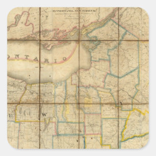 Map of the State of New York Square Sticker