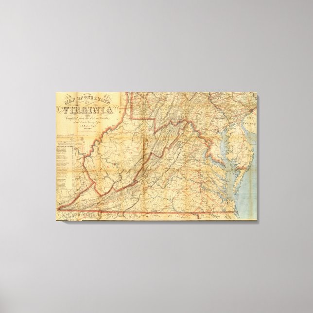 Map of the state of Virginia Canvas Print (Front)