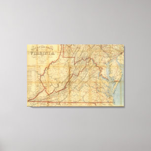 Map of the state of Virginia Canvas Print