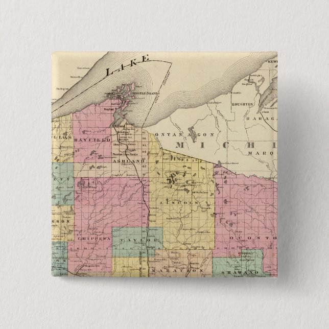 Map of the State of Wisconsin 15 Cm Square Badge (Front)