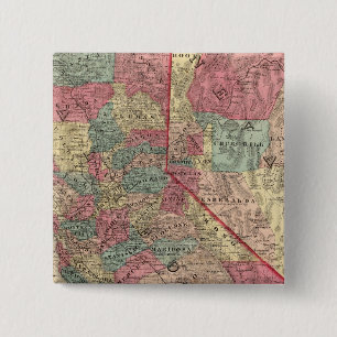 Map of the States of California and Nevada 15 Cm Square Badge