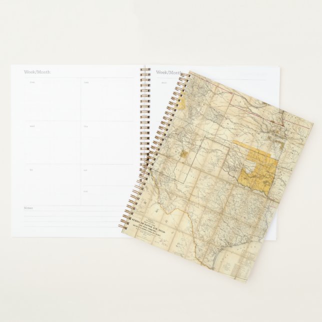 Map Of The States Of Kansas And Texas Planner (Display)