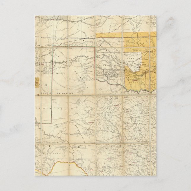 Map Of The States Of Kansas And Texas Postcard (Front)