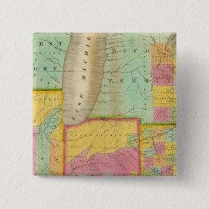 Map of the States Of Ohio Indiana & Illinois 15 Cm Square Badge