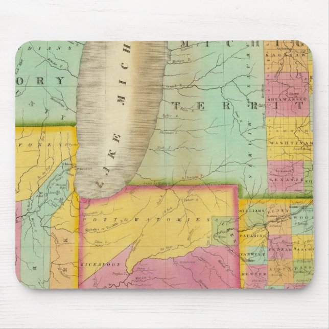 Map of the States Of Ohio Indiana & Illinois Mouse Pad (Front)