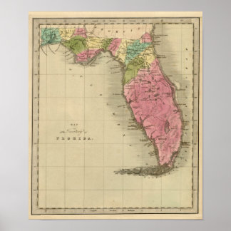 Map of the Territory of Florida 1842 Poster