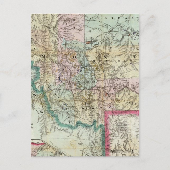 Map Of The Territory Of Montana Postcard (Front)