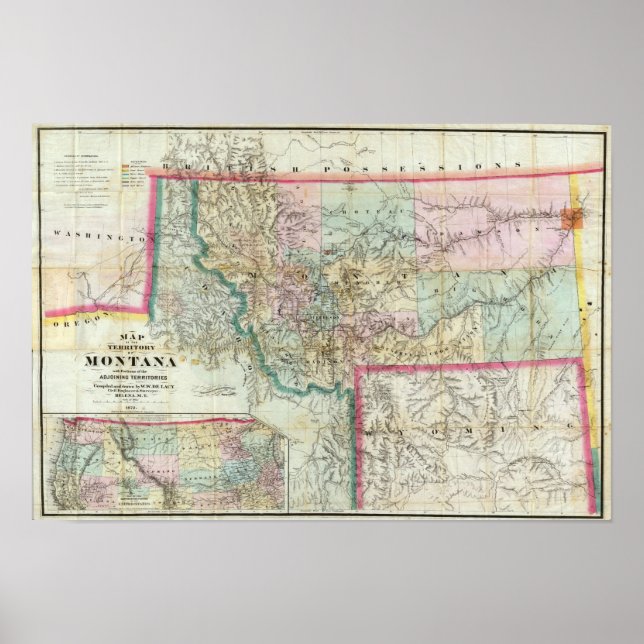 Map Of The Territory Of Montana Poster (Front)