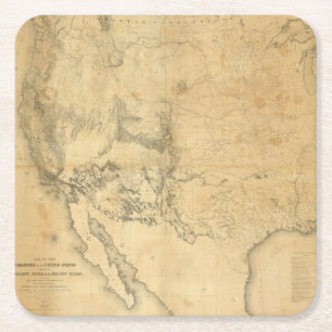 Map of The Territory of The United States Square Paper Coaster