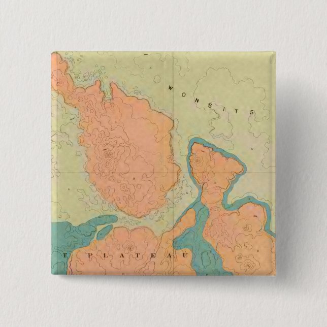 Map Of The Uinkaret Plateau 15 Cm Square Badge (Front)