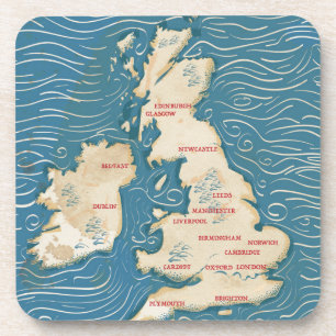 Map of the United Kingdom Vintage Poster Coaster