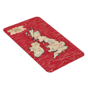 Map of the United Kingdom Vintage Poster Magnet