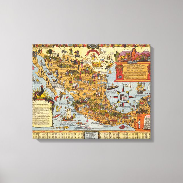 Map of The United Mexican States Canvas Print (Front)